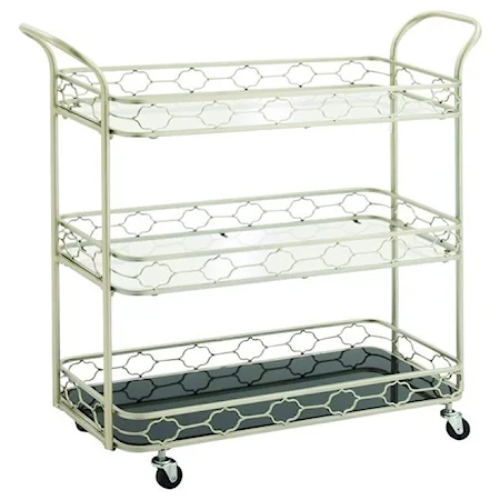 Metal/Mirror 3 Tier Bar Cart